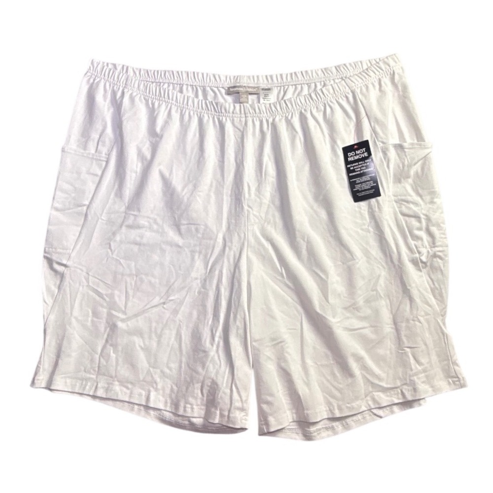 Woman Within White Knit Cargo Shorts Womens 4X 34/36 Cotton Blend-2319